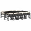 vidaXL 11-delige Tuinset met kussens poly rattan zwart