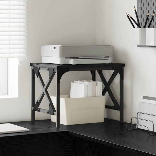 vidaXL Printerstand Zwart Eiken 40 x 30 x 31 cm Bewerkt hout