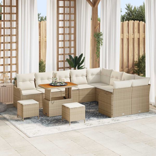 vidaXL Tuin Sofa Set 12 pcs Beige poly rattan
