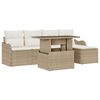 vidaXL Buiten Zitmeubelset 6 st Beige Poly riet