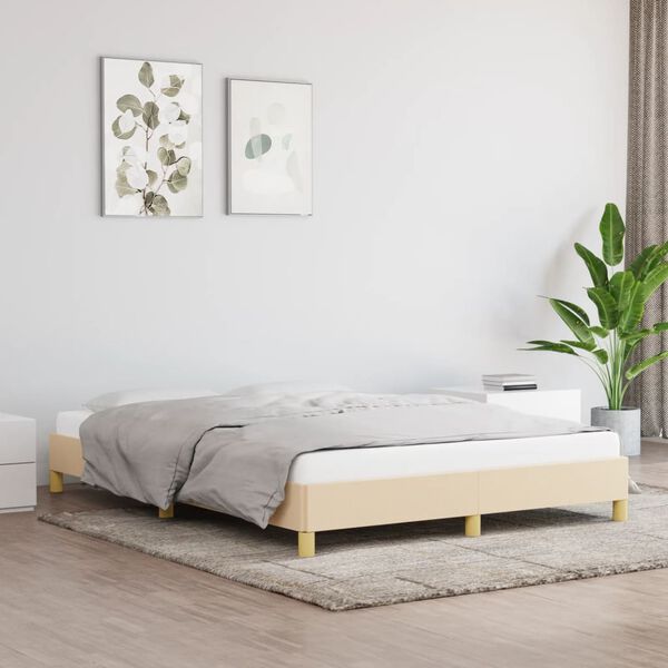 vidaXL Bedframe zonder matras stof cr&egrave;mekleurig 140x190 cm