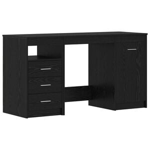 vidaXL Bureau met lade 2 st Zwart Eiken 140 x 50 x 76 cm Bewerkt hout