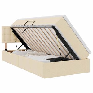 vidaXL Opbergbed met LED met matras met LED Cr&egrave;me 90 x 190 cm Stof