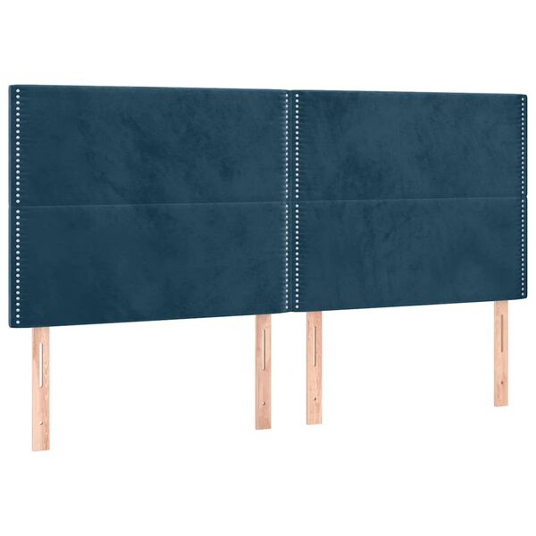 vidaXL Hoofdbord LED 200x5x118/128 cm fluweel donkerblauw