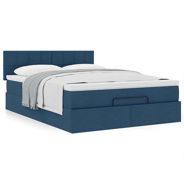 vidaXL Ottoman bed met matras 140x200cm stof blauw