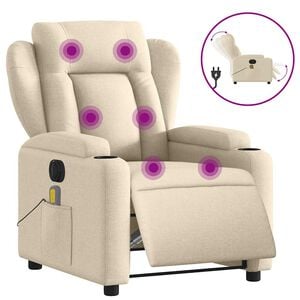 vidaXL Massagestoel elektrisch verstelbaar stof cr&egrave;mekleurig