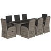 vidaXL 9-delige Tuinset met kussens poly rattan grijs