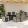 vidaXL Tuin eettafelset met kussen 7 pcs Grijs poly rattan