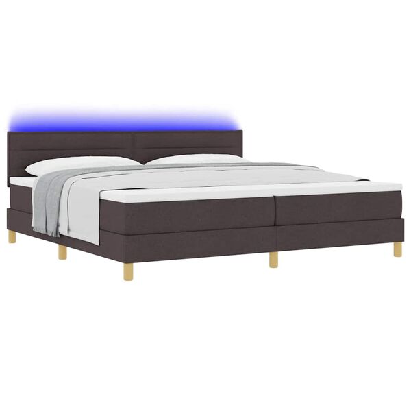 vidaXL LED Box Spring Bed met hoofdeinde Donkerbruin 200 x 200 cm Stof