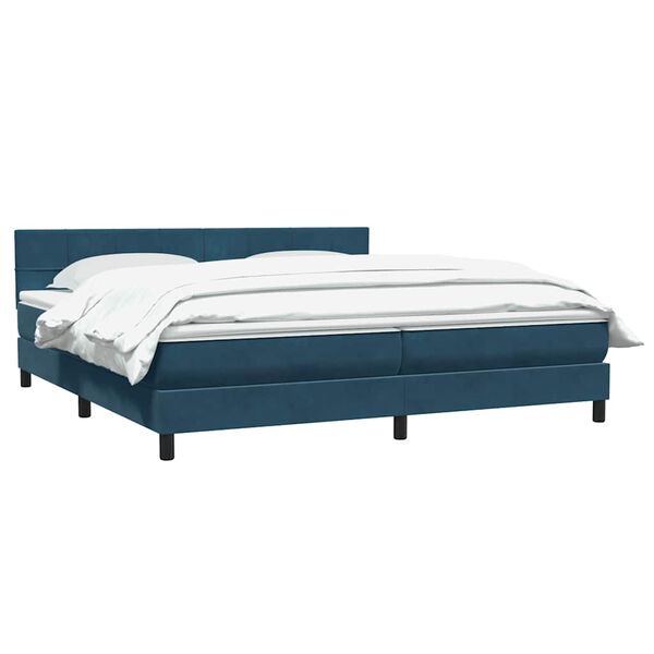 vidaXL Boxspring met matras fluweel donkerblauw 180x210 cm