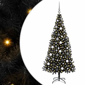 vidaXL Kerstboom met 300 LED met standaard Zwart 180 cm PVC