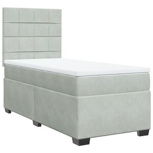 vidaXL Boxspring met matras fluweel lichtgrijs 80x200 cm