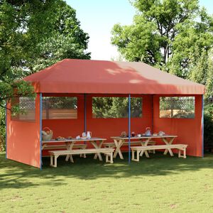 vidaXL Partytent inklapbaar pop-up met 3 zijwanden terracottakleurig