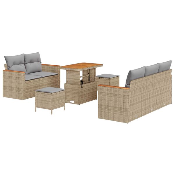 vidaXL Tuin Sofa Set met kussen met opslag 8 pcs Beige Poly riet