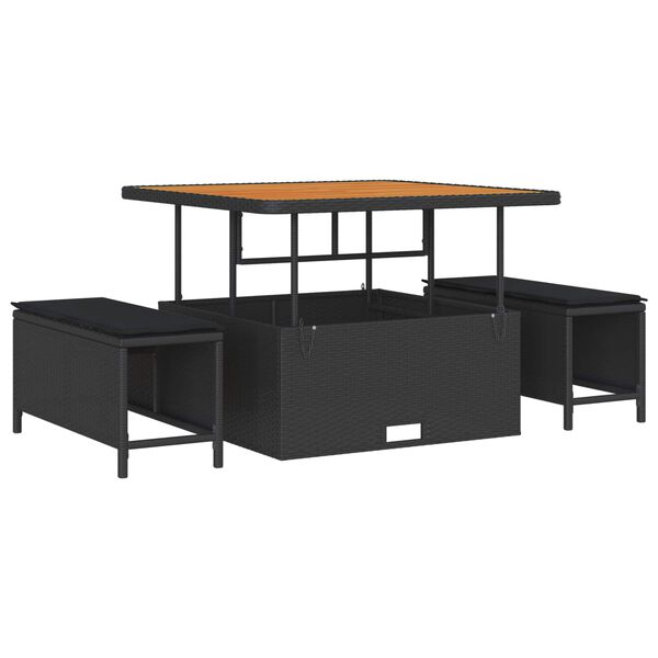 vidaXL Tuin Sofa Set met kussen 9 pcs Zwart poly rattan