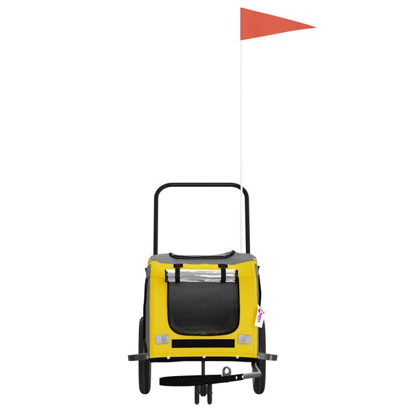 vidaXL Hondenfietstrailer oxford stof en ijzer geel en zwart