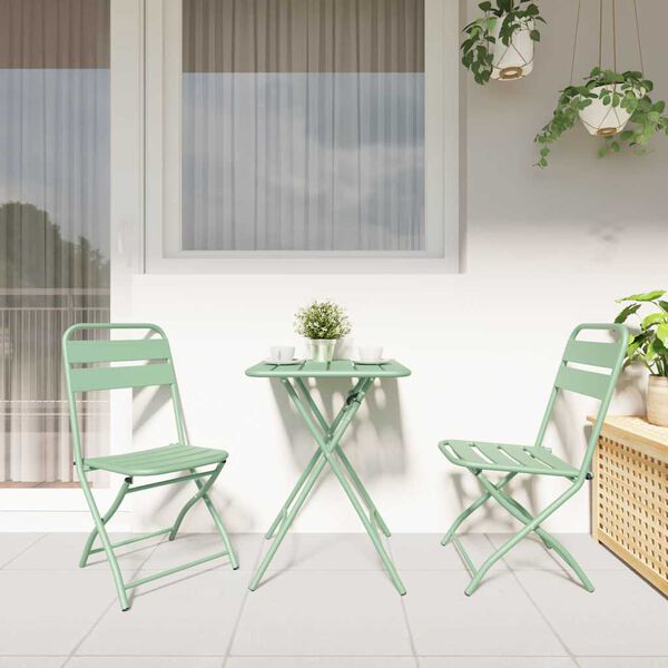 vidaXL Bistroset 3 pcs Groen Staal