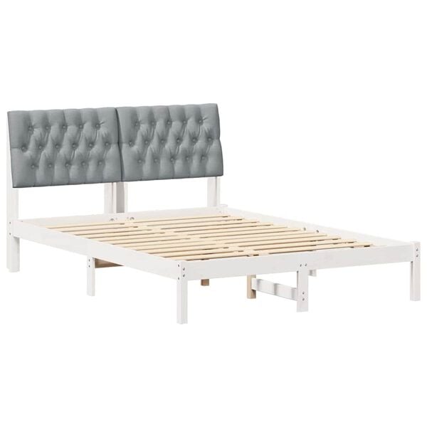vidaXL Bedframe Lichtgrijs 140 x 190 cm Massief grenenhout