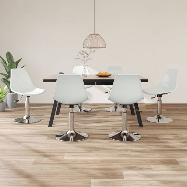 vidaXL Eetkamerstoelen draaibaar 6 st PP wit