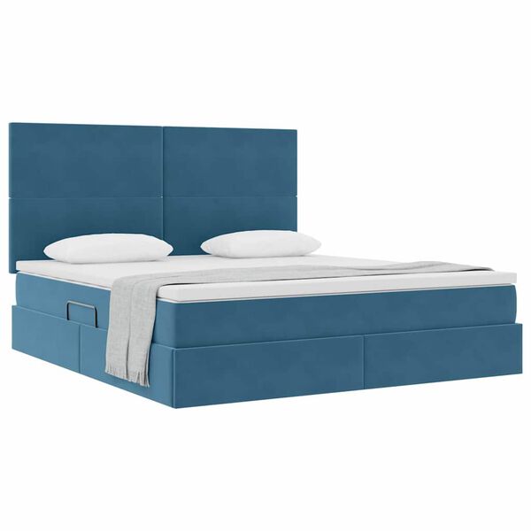 vidaXL Opslag bed met matras Donkerblauw 160 x 200 cm Fluweel