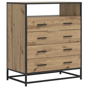 vidaXL Ladenkast 4-Lade Artisanaal eiken 70 x 41 x 83,5 cm