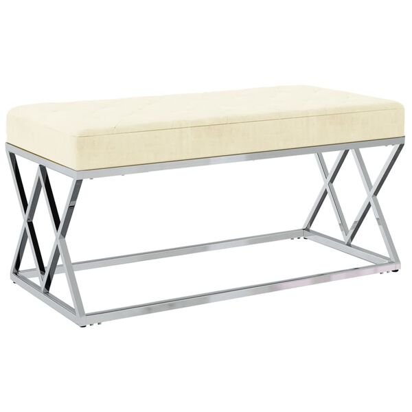 vidaXL Bankje fluweel en roestvrij staal cr&egrave;mekleurig