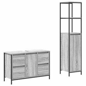 vidaXL Badkamermeubelset met lade 2 pcs Grijs sonoma en Zwart