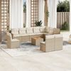 vidaXL 11-delige Tuinset met kussens poly rattan beige