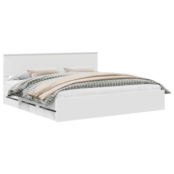 vidaXL Bedframe met lade met opslag Wit 200 x 200 cm Ingenieurshout