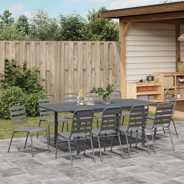 vidaXL Tuin eettafelset 11 pcs Antraciet Poedercoating staal