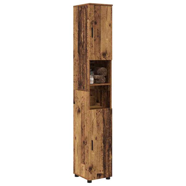 vidaXL Badkamer Kast Oud Hout 30 x 35 x 192 cm Bewerkt hout & Metaal