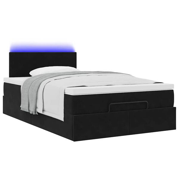 vidaXL Ottoman bed met matras en LED's 120x200cm fluweel zwart