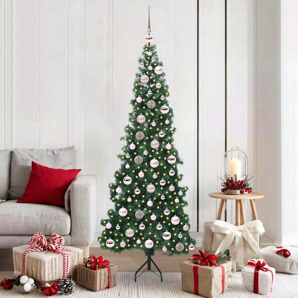 vidaXL Hoek Kunstkerstboom met 300 LED Groen 180 cm PVC en Metaal
