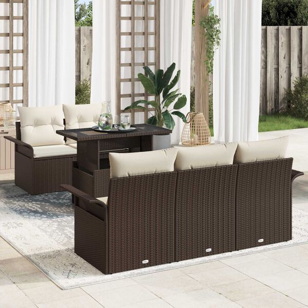 vidaXL Tuin Sofa Set met kussen 6 pcs Bruin poly rattan