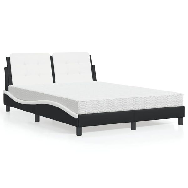 vidaXL Bedframe zonder matras "Zadar" kunstleer zwart en wit 140x190 cm
