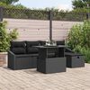 vidaXL Tuin Sofa Set met kussen 6 pcs Zwart poly rattan