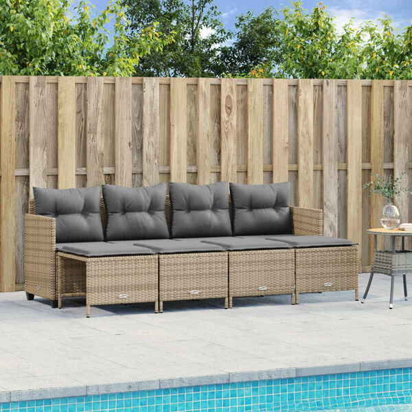 vidaXL 5-delige Loungeset met kussens poly rattan beige