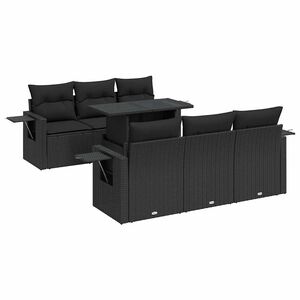 vidaXL 7-delige Loungeset met kussens poly rattan zwart