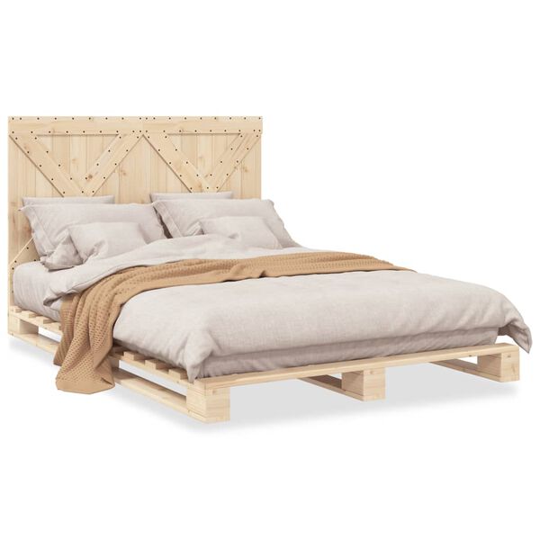 vidaXL Bedframe met hoofdbord massief grenenhout 160x200 cm