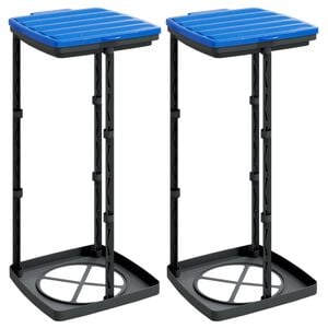 vidaXL Vuilniszakhouders 2 st 60 L PP zwart en blauw