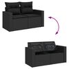 vidaXL 5-delige Loungeset met kussens poly rattan acacia zwart