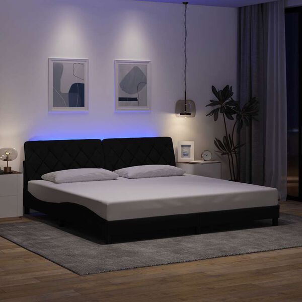 vidaXL Bedframe met LED zonder matras 200x200 cm stof zwart