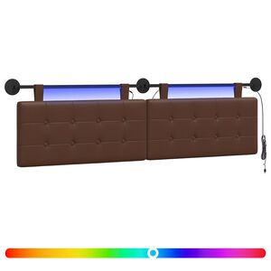 vidaXL Hangend hoofdbord Met LED-verlichting Bruin Kunstleer