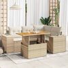 vidaXL 5-delige Loungeset met kussens poly rattan beige