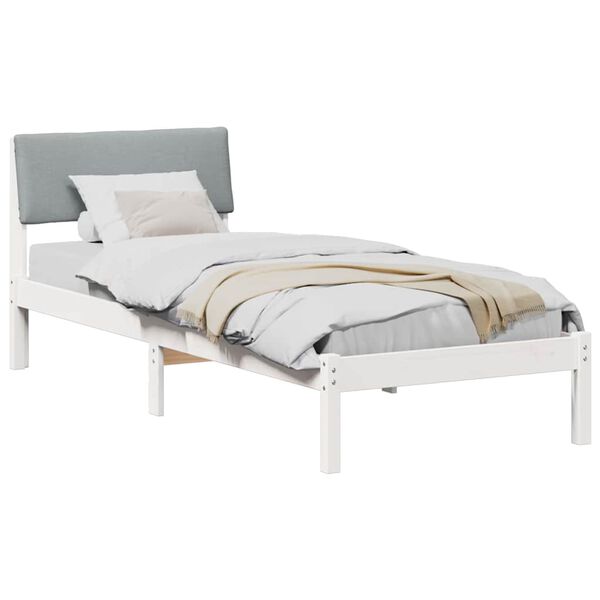 vidaXL Bedframe Wit en lichtgrijs 75 x 190 cm Massief grenenhout