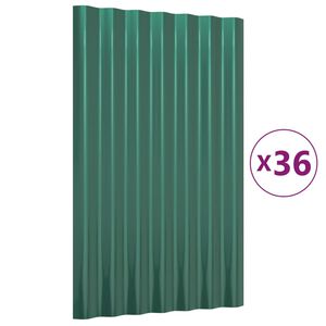vidaXL Dakpanelen 36 st 60x36 cm gegalvaniseerd staal groen