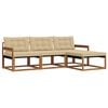 vidaXL Buiten bankenset met kussen 4 pcs Natuurlijk en Beige