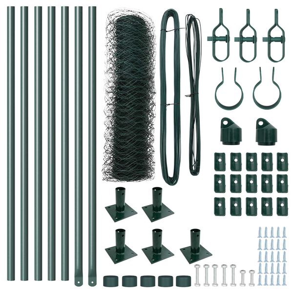vidaXL Afrasteringspaal Groen 10 x 0,8 m (36 mm gaas) Staal en PVC