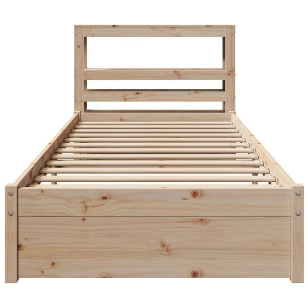 vidaXL Bedframe met hoofdbord massief grenenhout 90x200 cm
