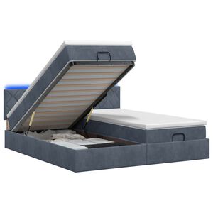 vidaXL Ottoman Bed met Matrassen en LED Donkergrijs 160 x 200 cm